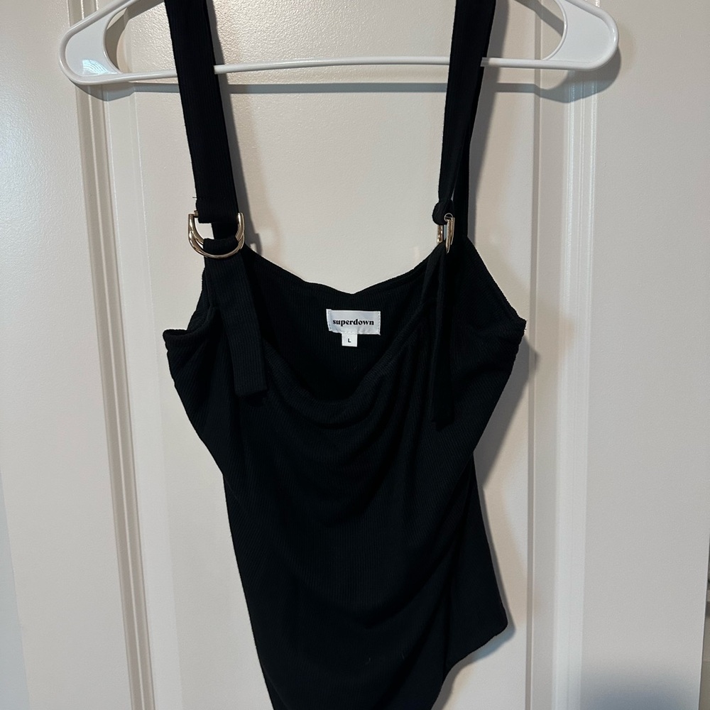 Superdown Black Draped Bodysuit